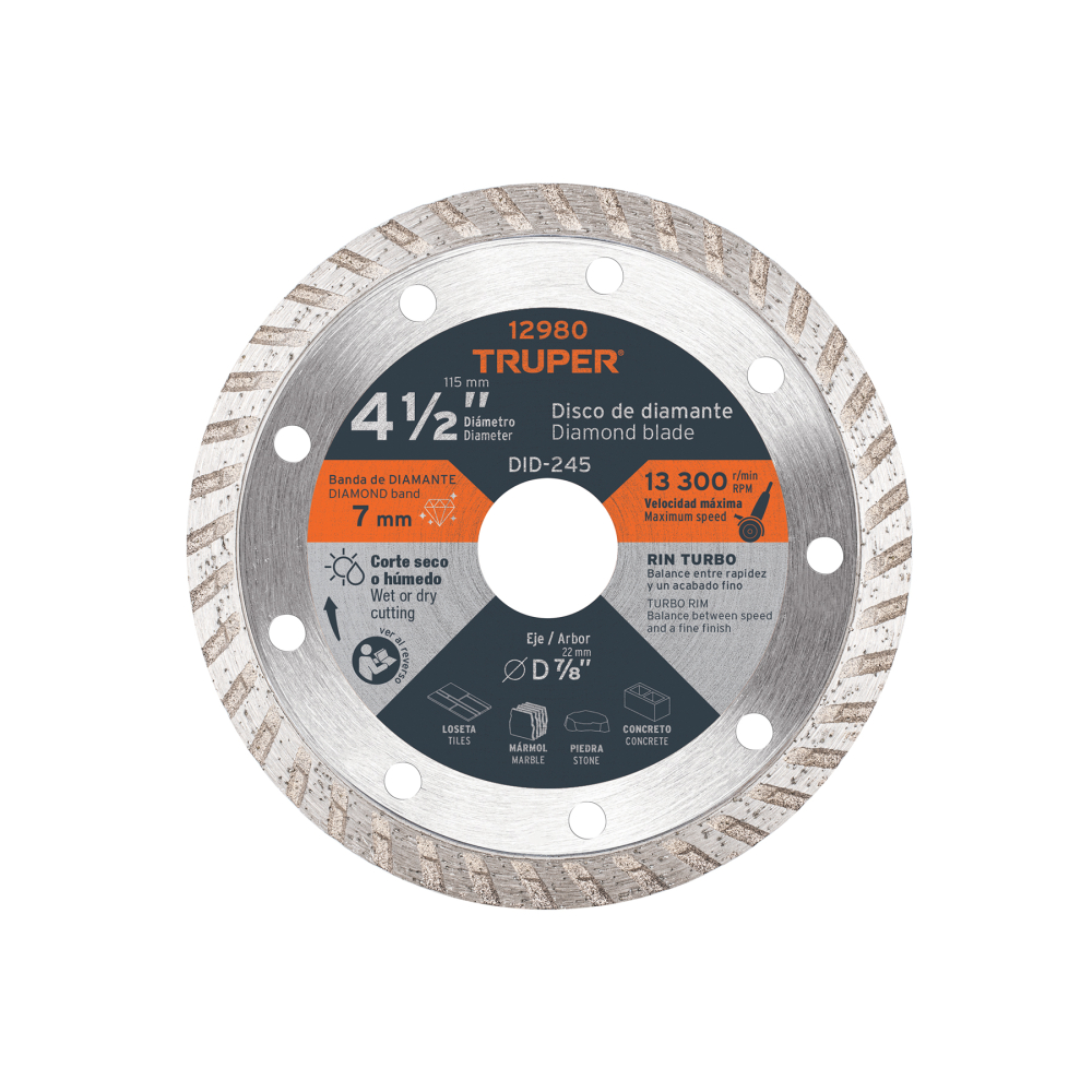 Disco de diamante 4-1/2" x 2.2mm RIN TURBO