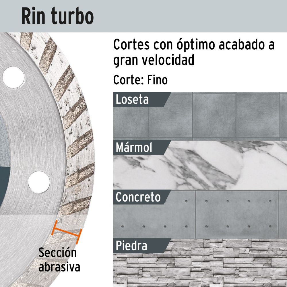 Disco de diamante 4-1/2" x 2.2mm RIN TURBO - Imagen 4