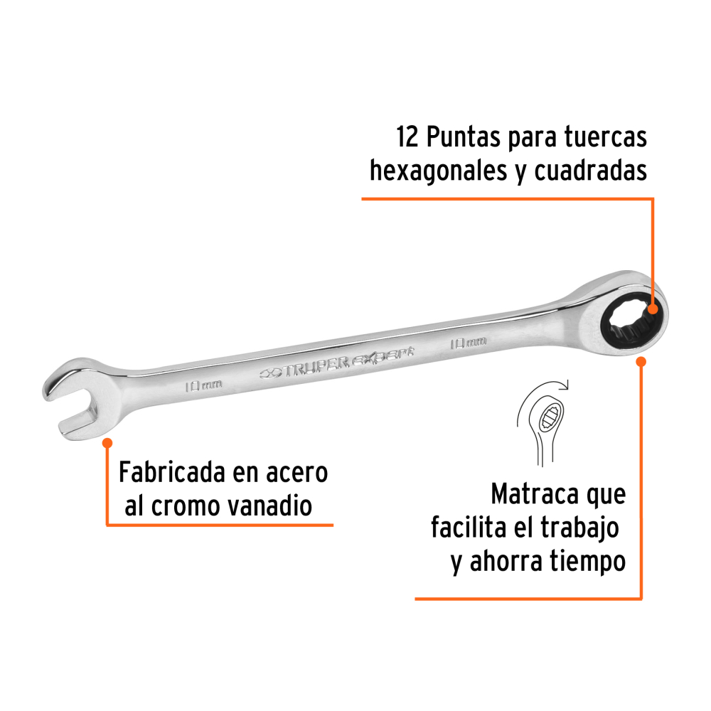 Llave mixta de 10 mm con ratchet - Imagen 3