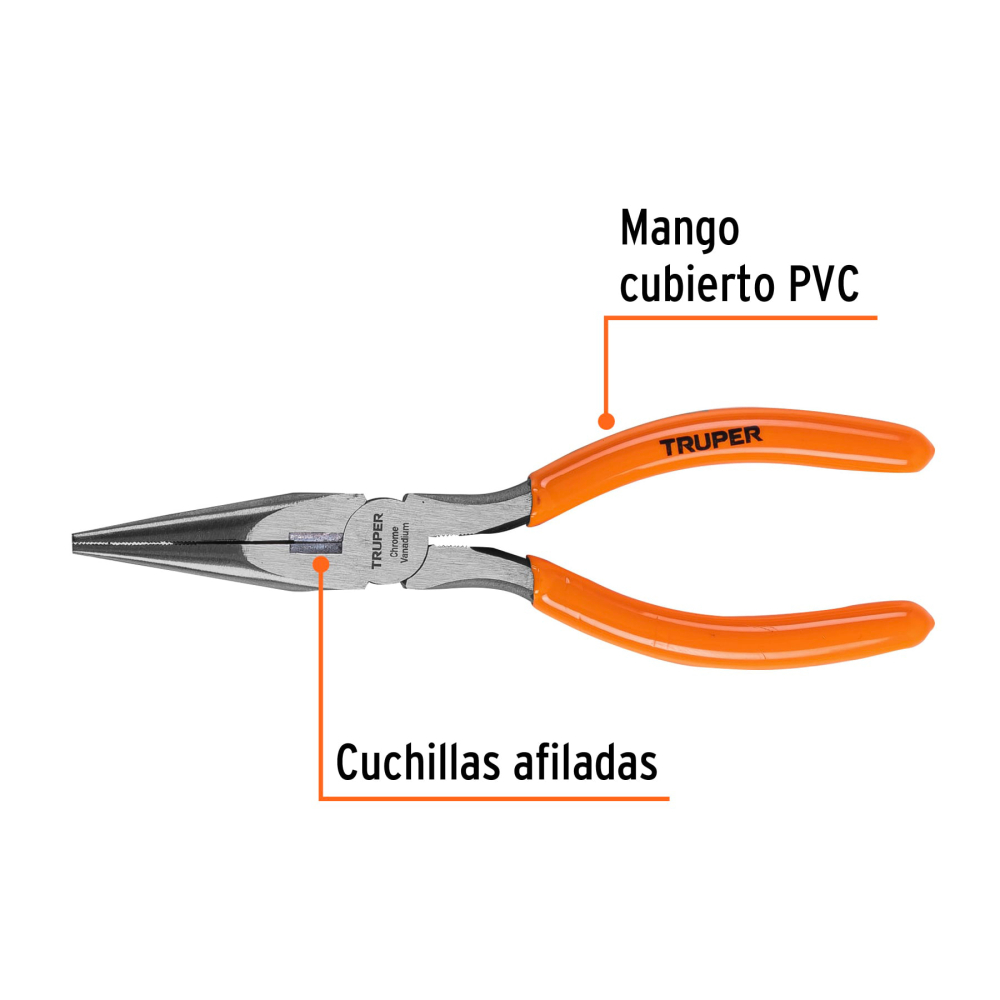 Alicate de punta y corte 7" mango de PVC - Imagen 3