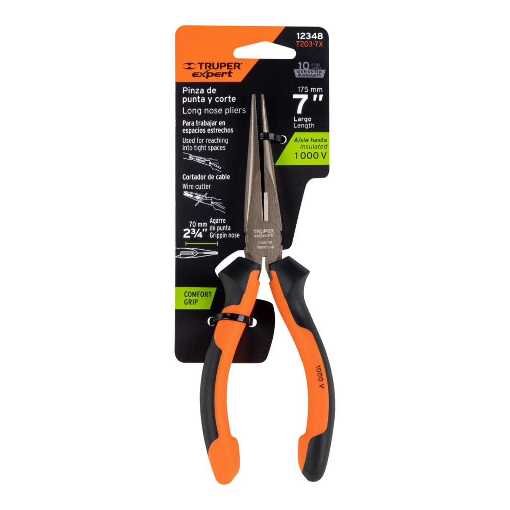 Alicate de punta y corte 7" mango Comfort Grip - Imagen 2